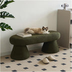 Modern Bench for Bedroom End of Bed, Ottoman with Boucle Fabric, Faux Fur of, Upholstered Entryway for Living Room Entryway(Dark Green)