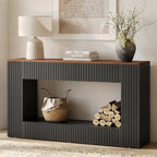 LITTLE TREE Black Console Table for Entryway, 55 Inch Long Narrow Farmhouse Sofa Table with Storage for Living Room, Hallway, Entry, Behind Couch, Entrance, Foyer