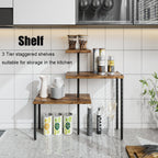 Countertop Organizer Organization 3 Tier Kitchen Corner Shelves Adjustable Spice Storage Rack for Bathroom Coffee Area Over Sink (Black)
