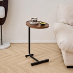 C-Shaped End Table, 2PCS 23.62" H TV Tray Small Side Table for Sofa Couch Bed, Sofa Couch Table with Metal Frame for Living Room, Coffee Drink Table for Small Spaces Bedroom, Walnut