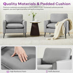 Faux Leather Accent Chair, Office Armchairs with Metal Legs (Grey, 1)