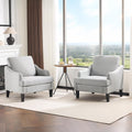 VINGLI Linen Fabric Accent Chairs Set of 2, Grey Modern Upholstered Armchair, Comfy Sofa Chair Living Room Bedroom Furniture for Apartment