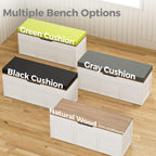 Kikihouse L-Shaped Corner Storage Bench with Cushion, Backless Wood Bench with Hidden Storage, for Dining Nook, Kitchen, Entryway, Cloakroom (Bench+Light Gray Cushion)