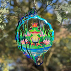 Frog Wind Spinner, 3D Hanging Stainless Steel Garden Spinner, Wind Spinner Hanging for Outdoor & Indoor Décor, Unique Gifts for Yard Garden Decoration or Patio Décor (Frog)