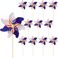 HOOSUN 12 Pcs Patriotic Pinwheels for Yard and Garden Patriotic Decorations,American Flag Pinwheels to Scare Birds Away,Red White and Blue Decorations Reflective Wind Spinners,Veterans Day Decorations