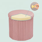Relaxdays Velvet Stool with Storage Space Padded Foldable H 38 x D 38 cm Round Side Stool Pink