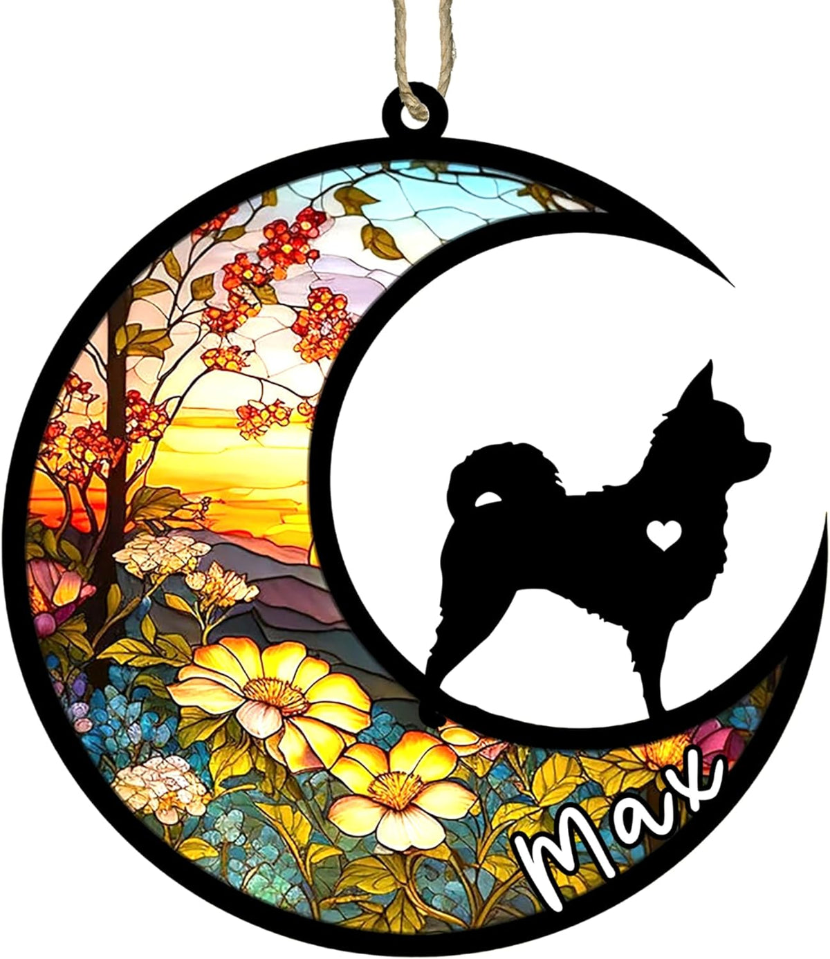Personalized Dog Memorial, Custom Name Chihuahua Long Haired Dog Christmas Ornament with Name, Custom Breeds, Pet Loss Light Catcher, Gifts for Lovers Loss of Pet Sympathy on Mothers Day Christmas