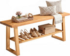 Amada 43 Inch Solid Pine Wood Bench, Entryway Bench with Shoe Storage Shelf, Farmhouse Indoor End of Bed Bench, Rustic Bench for Hallway, Bedroom, Living Room, Dining Room