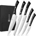 PAUDIN Kitchen Knife Set, 5 Pieces Knives Set for kitchen, Ultra Sharp Kitchen Knives, High Carbon Stainless Steel Knife Set, Precise Cutting with Ergonomic Handle