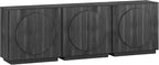 BELLEZE Modular Buffet Cabinet with Storage,Mid Century Modern Arched Sideboard with Adjustable Shelf & Symmetrical Doors,Credenza for Entryway Living Room, Set of 3 (Espresso Black)