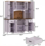 Large Wide Kitchen Pantry Storage Cabinet with Hutch, 79" Tall Farmhouse Pantry Storage Cupboard with Doors and 2 Drawers, Modern Coffee Bar Buffet Sideboard for Dining Room, Light Purple