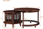 32" Vintage Designed Stacking Nesting Tables, Set of Nesting Tables with Hidden Storage Cabinet, Side Tables with Classic Retro Decor for Indoor Home Spaces, Walnut