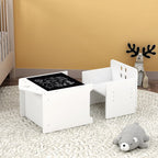 Table and Chair Set 2-Piece Play Table for Boys & Girls | Adjustable seat|Writable back|Space-saving|Study/play/bed
