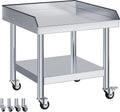 Jocisland 25"x28" Stainless Steel Equipment Stand & Equipment Grill Stand Table, NSF Certified with Adjustable Undershelf, Wheels and Edge Baffle for Commercial Kitchen, Restaurant & Home