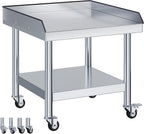 Jocisland 25"x28" Stainless Steel Equipment Stand & Equipment Grill Stand Table, NSF Certified with Adjustable Undershelf, Wheels and Edge Baffle for Commercial Kitchen, Restaurant & Home