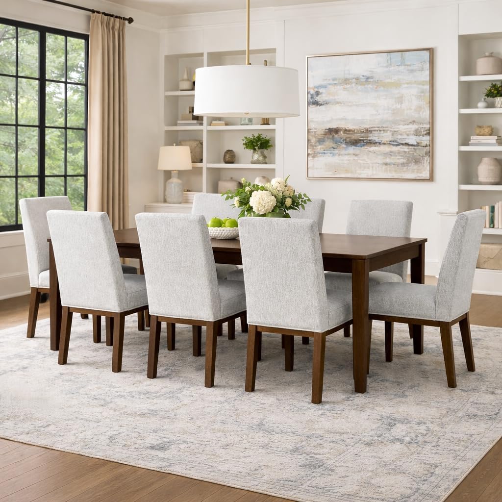 HomePop Kolbe Upholstered Dining Chair - Sustainable Gray Woven, 19.5" Seat Height, Ideal for 29-31 Inch Tables (Single Pack)