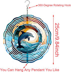 Metal 3D Wind Spinners Outdoor Dolphin Decorations Hanging, Festive Gifts for Women Mom Grandma, 25cm/ 9.84in 3D Wind Spinners for Garden Decor for Patio,Yard,Outdoor