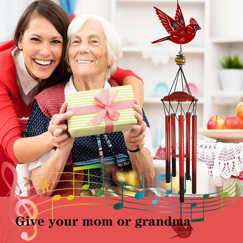 Cardinal Wind Chimes Outdoor Gift Metal Red Bird Wind Chimes for Outside/Indoors, Home, Lawn, Porch, Patio, Garden Decor, Yard Decoration (Fly red Bird)