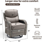 Swivel Patio Chairs sofa Set of 2 with 6" Thick Cushion - Wicker Outdoor Swivel Rocker Patio Chair ,Sofa/Glass coffee table, High Back Comfortable Outdoor Glider Chairs - Grey Wicker | Grey Cushions