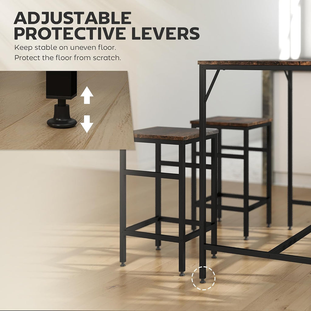 HOMCOM 5-Piece Industrial Dining Table Set, Bar Table Chair Set Black/Brown | 4 Stools Included, Space Saving, Pub & Kitchen