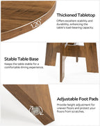 Farmhouse Round Dining Table for 4-6 People, 47" Wood Kitchen Table with Heavy Cross Pedestal Modern Circle Dinner Tables for Kitchen Living Room, Honey Brown
