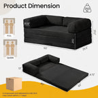 Erament Convertible Sofa Bed, Tri-Folding Mattress Queen Futon Couch Bed, Sleeper Couch Bed with Removable Armrests & Washable Cover for Guest Room, Living Room, Queen, Black