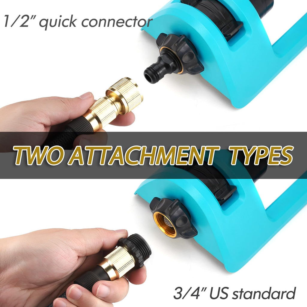 Lawn Sprinkler, 18 Brass Nozzles Garden Water Oscillating Sprinkler for Yard Covers up to 3,600 sq.ft, Heavy Weight Base, Built-in Spray Jet Cleaning Needle