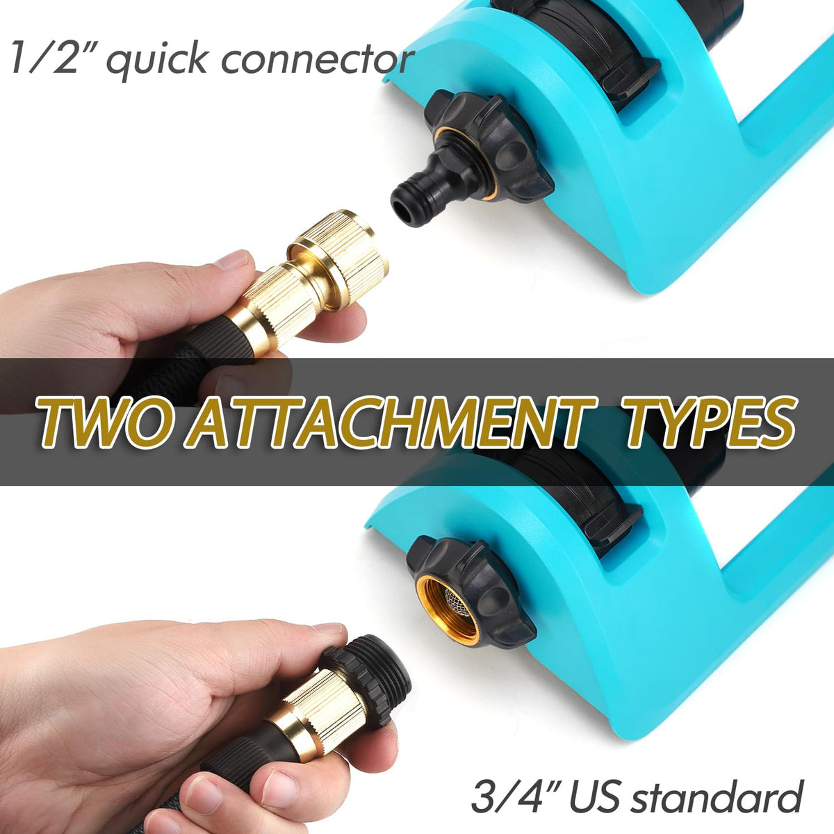Lawn Sprinkler, 18 Brass Nozzles Garden Water Oscillating Sprinkler for Yard Covers up to 3,600 sq.ft, Heavy Weight Base, Built-in Spray Jet Cleaning Needle