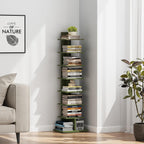 TUTOTAK Book Shelf, Narrow Spine Bookshelf, 8-Tier Bookcase for Small Space
