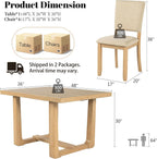leovanni Rectangle Dining Table Set of 4, 48" Rectangle Kitchen Table and Upholstered Chairs Set for Kitchen, Dining Room, Apartment, Natural