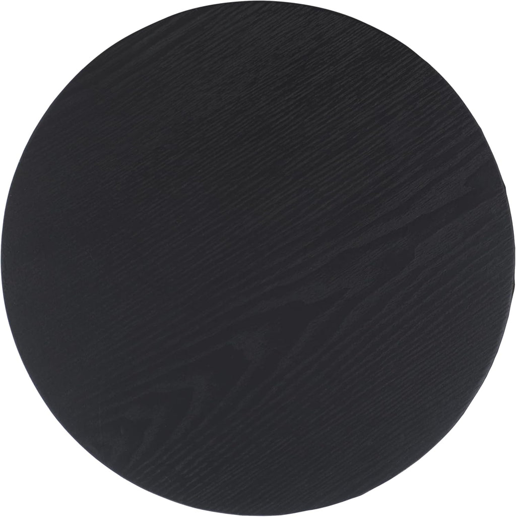 SAFAVIEH Home Collection - Bahan Round Pedestal End Table, Black Modern Stripe Accent Side Table, Fully Assembled (ACC2311A)