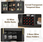 72'' Large Kitchen Pantry Cabinet with LED Light, Black Kitchen Hutch with Pegboard & Wine Racks, Modern Pantry Cupboard with Countertop & Storage Drawers, Tall Bar Cabinet for Dining Room, Home