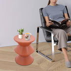 17.7 inch Modern Round Side Table Round End Table, Pedestal Circle Accent Tables Geometric Coffee Table Hourglass Shaped Sofa Stool for Living Room Bedroom Office Apartment Yards, Orange