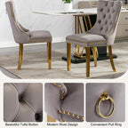 SSLine Modern White Marble Dining Table Set for 4,Luxury 68" Faux Marble Kitchen Table with Velvet Tufted Chairs for 4,5-Piece Dining Room Table Set with Gold Stainless Steel U-Shape Base