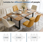 Industrial Solid Wood Dining Table,2" Solid Wood Top,Live Edge Style Kitchen Table for 4-8 People,Farmhouse Dining Room Table for Home, Restaurant or Coffee Shop