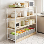 Kitchen Shelf, Floor-Standing Shelf, Shelf, Countertop Kitchen, Multi-Layer Large-Capacity Storage Rack, Multifunctional Pot Oven Microwave Rack 80 * 35 * 80cm Fourlayersofblack