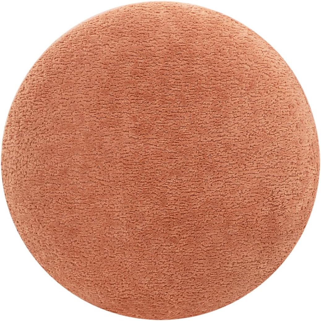 15" Mushroom Footstool Ottoman, Spice Orange Fleeced Teddy