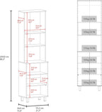 White Kitchen Pantry with 2 Pneumatic Door and Open Storage