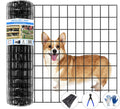 Welded Wire Fence, 50ft(L) x 24inch(H) Garden Fence for Dog, 2 Inch x 3 Inch 16GA Fencing for Chicken, PVC Coated Anti-Rust Roll Metal Wire Mesh Fence for Yard Vegetable, Black