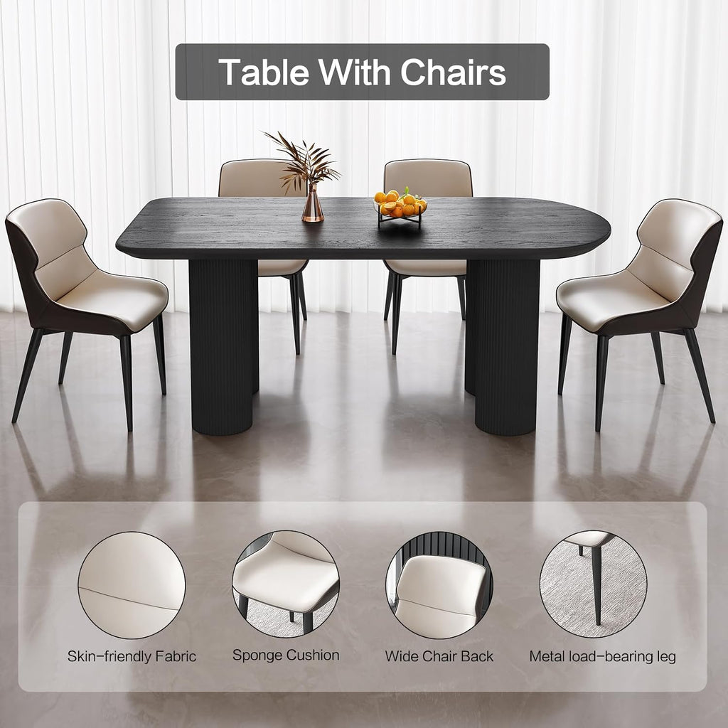 Guyii 62.99" Dining Table Set with 4 Chairs, Modern Kitchen Table Set, Indoor Dining Table for Kitchen, Bar, Living Room, Breakfast Nook, Small Space, Black