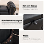 Storage Bench for Bedroom, Faux Leather 51" End of Bed Bench, Queen Size Bench with Rolled Arms, Tufted Storage Ottoman Benches, Upholstered Bench for Bedroom, Living Room, Entryway, Black
