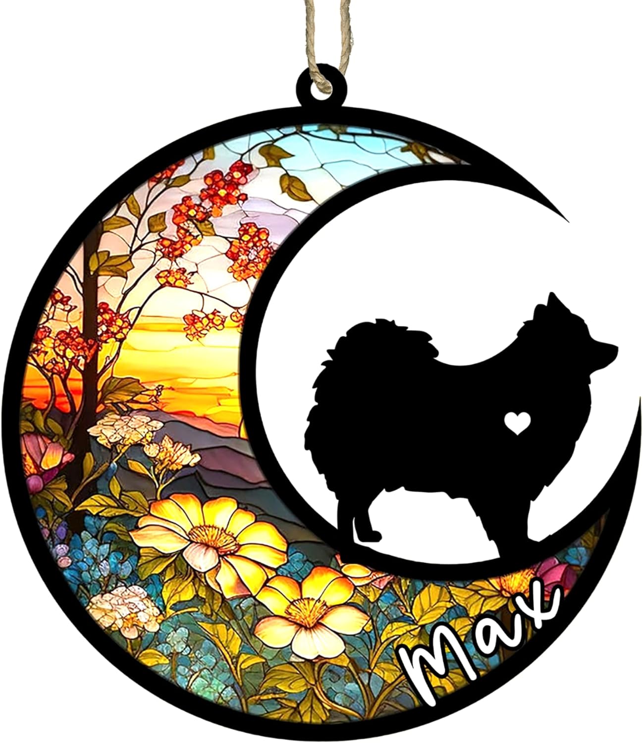 Personalized Dog Memorial, Custom Name Pomeranian Dog Christmas Ornament with Name, Custom Breeds, Pet Loss Light Catcher, Gifts for Lovers Loss of Pet Sympathy on Mothers Day Christmas