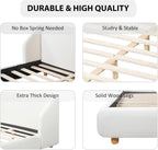 Christopher Knight Home Astry Boucle Upholstered Queen Size Bed Frame with Wingback Headboard, Modern Queen Bed Frame and Headboard, Wooden Slats Support, Easy Assembly, No Box Spring Needed, White