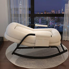 Oversized Rocking Chair with Cushion, Modern Accent Rocking Chair with Armrests, Recliner Chair with Footrest, Backrest with Five-Position Adjustment for Bedroom Living Room(Off-White)