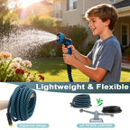 Garden Hose 50ft, Non-Expanding Water Hose Ultra Lightweight, Kink-Free Flexible Hose with 10-Pattern Nozzle, Durable & Abrasion Resistant Outdoor Hose for Yard, Lawn, Marine, RV, and Car Wash (50 FT)