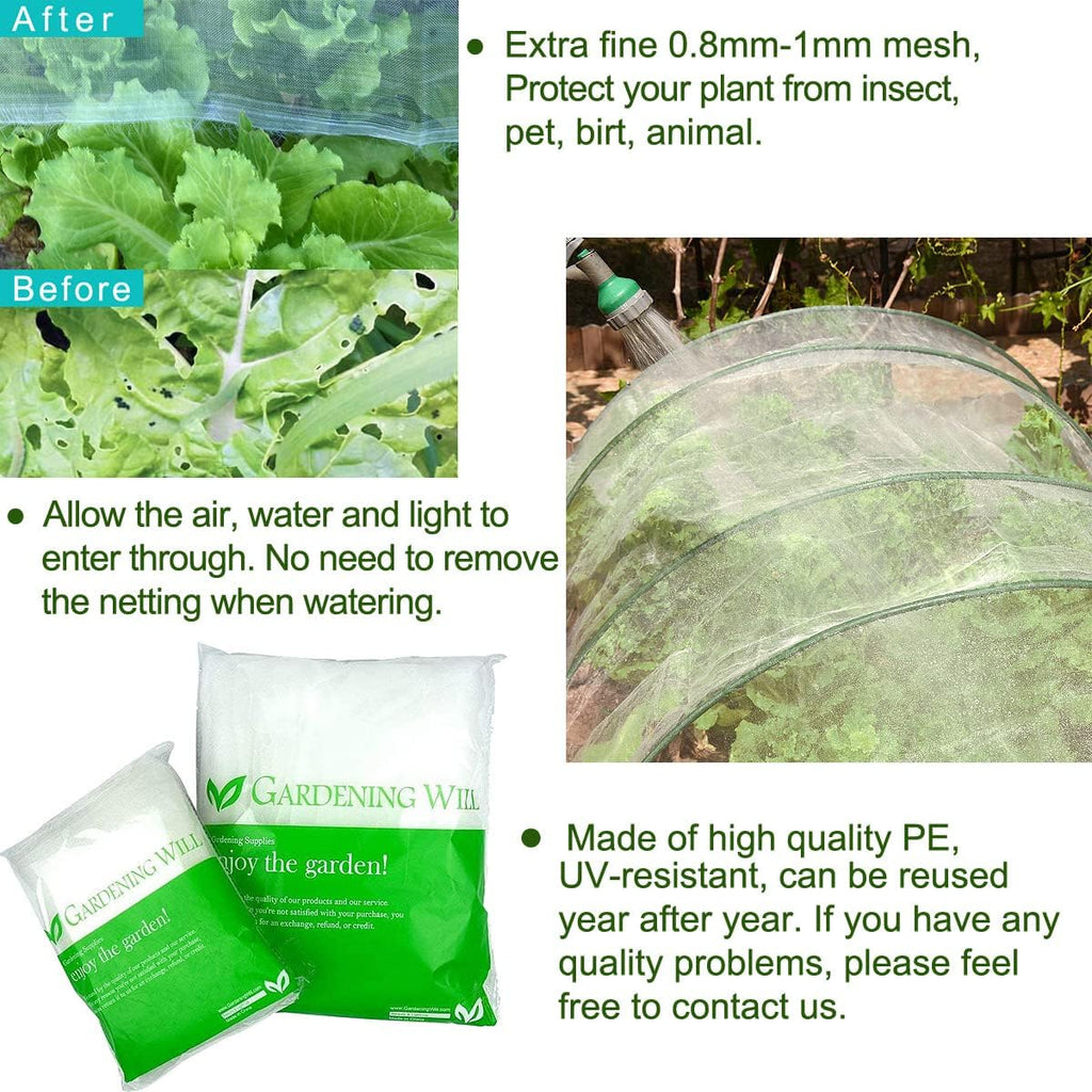 10x10Ft Mosquito Bug Insect Bird Fine Mesh Net Barrier Hunting Blind Garden Screen Netting for Protect Your Plant Fruits Flower