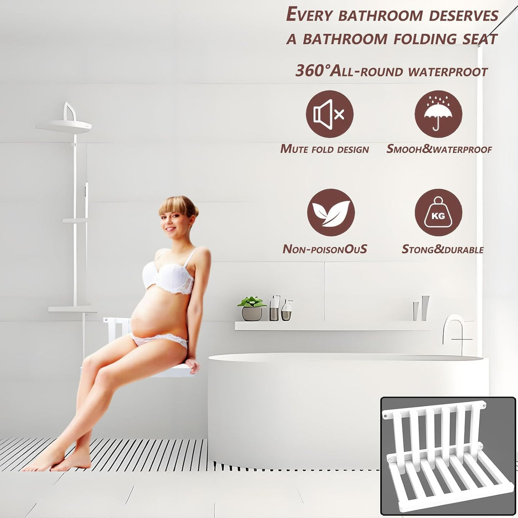 The folding stool is made of beech wood and can withstand 400 pounds. The surface is coated with Transparent paint and polished. Used for changing shoes, showering, folding bedside table(Walnut paint)