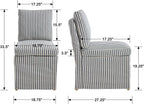 Kmax Slipcovered Dining Chairs Set of 2, Modern Upholstered Armless Kitchen Chair, Accent Single Sofa Chair for Diningroom Livingroom, Blue Stripe