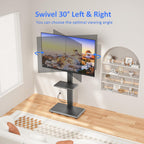 Afaloona Rolling TV Stand with Power Outlet for 32-75" TV, Max Load 110 lbs | Mobile TV cart with 18 height adjustments, ±30° swivel, media shelf and Max VESA 600×400mm for living room office and outdoor