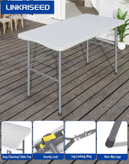 4FT Folding Tables – Heavy Duty Portable Foldable Picnic Table with Built-in Handle, 450 lb Capacity – Ideal for Events, Parties, Crafts, Camping & Dining (4-Pack, White)